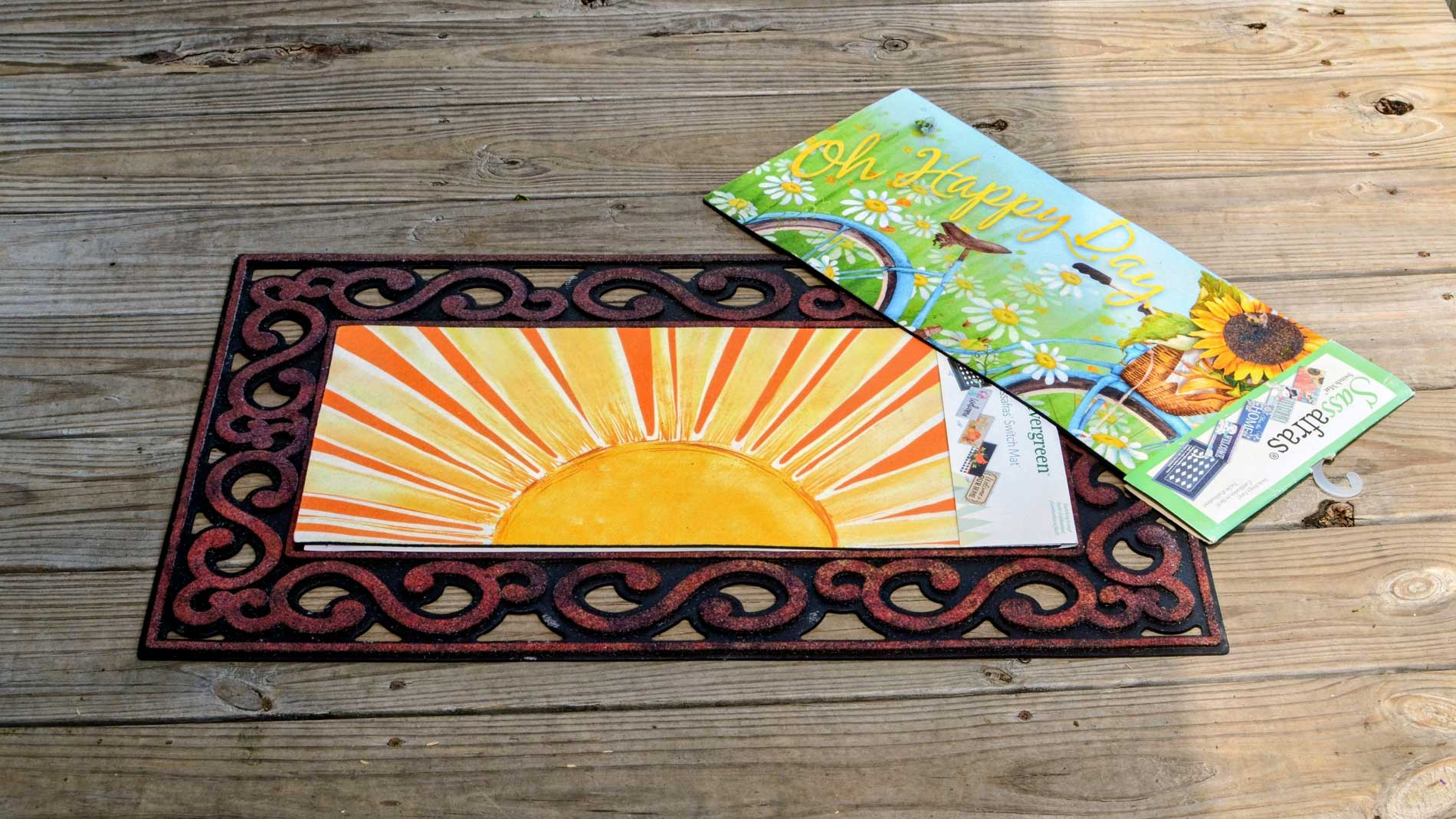 Welcome Home Bundle — Sassafras switch mat with sunrise insert and Oh Happy Day seasonal mat